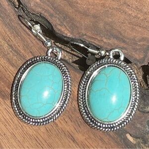 Blue Turquoise and Sterling Silver Vintage Drop Earrings